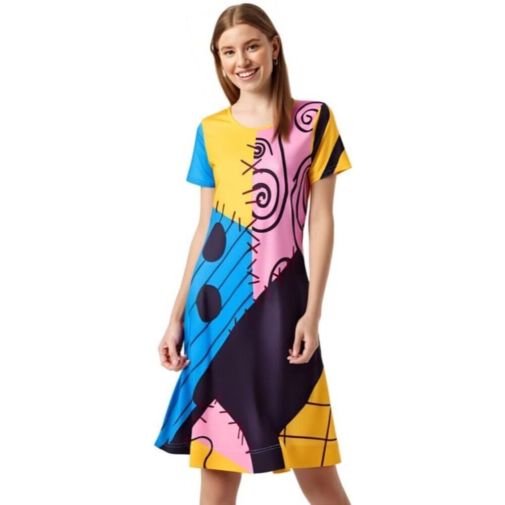 Women's Halloween Cosplay Dress Short Sleeve Tunic Party Costume Large